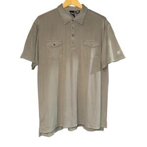Kuhl Heather Olive Green SS Pockets Engineered Polo Shirt Mens XL Hiking Outdoor